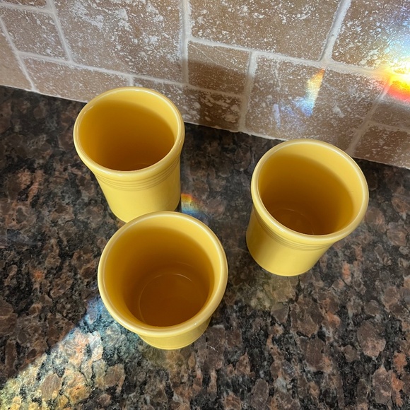 Homer Laughlin Sunflower Yellow Fiesta Drinking Cups x 3 - Picture 2 of 3